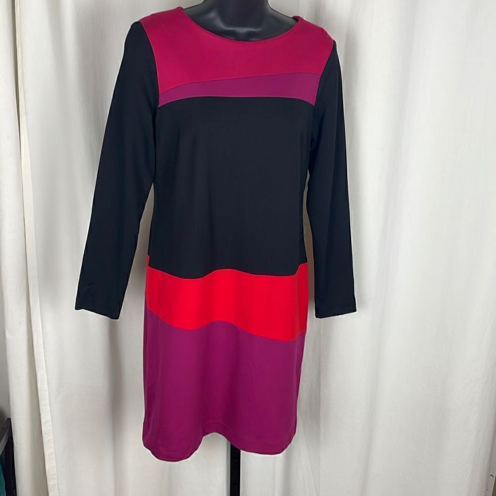 Ruby Rd Color-blocked Long Sleeve Dress sz 6P